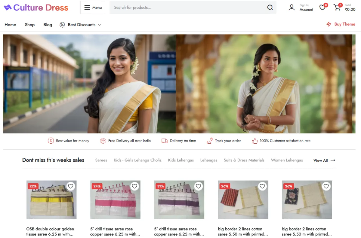 Screenshot of the Culture Dress website (culturedress.com)